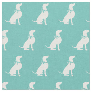 Weimaraner Dog Silhouette Pet Teal Fabric