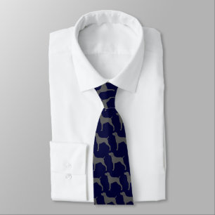 Weimaraner Dog Silhouettes Pattern Blue and Grey Tie