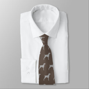 Weimaraner Dog Silhouettes Pattern Brown and Grey Tie