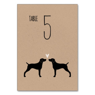 Weimaraner Dog Silhouettes Wedding Reception Table Number