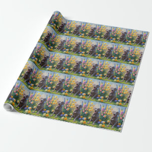 Weimaraner Dog Spring Flowers Painting Wrapping Paper