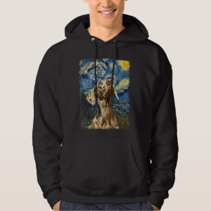 Weimaraner Dog Starry Night Painting Hoodie