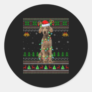 Weimaraner Dog Ugly Christmas Sweaters Holiday San Classic Round Sticker