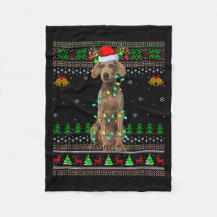 Weimaraner Dog Ugly Christmas Sweaters Holiday San Fleece Blanket