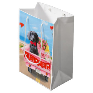 Weimaraner Dog Valentine's Day Truck Hearts Medium Gift Bag