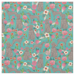 weimaraner dog vintage florals turquoise fabric