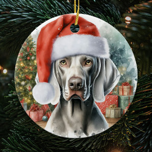 Weimaraner Dog Watercolor Christmas Ceramic Ornament