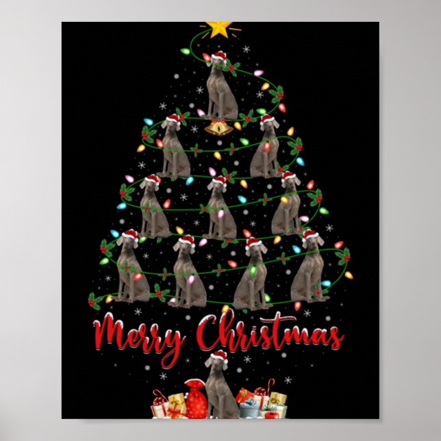 Weimaraner Dog Xmas Lights Santa Weimaraner Christ Poster (Front)