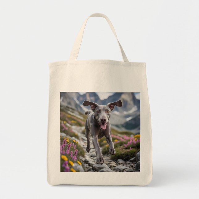 Weimaraner Elegant Grocery Tote Bag (Front)