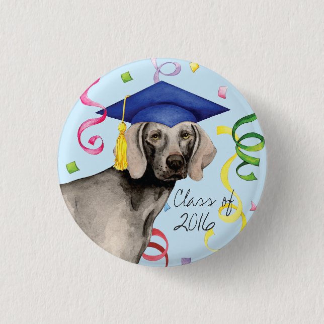 Weimaraner Graduate 3 Cm Round Badge (Front)