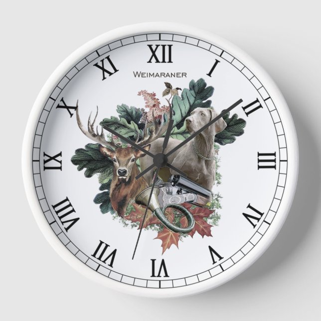 Weimaraner, "Grey Ghost"  Clock (Front)