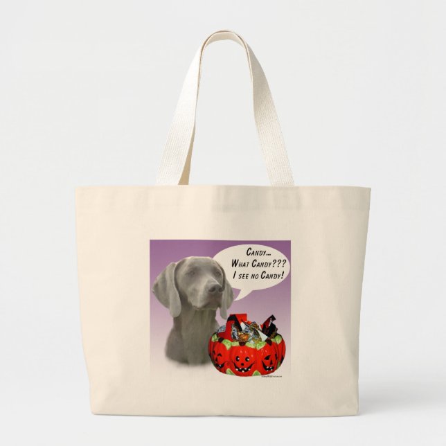 Weimaraner Halloween Candy Large Tote Bag (Front)
