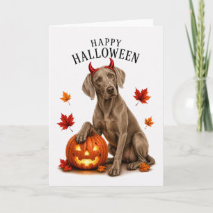 Weimaraner Halloween Devil Dog Card