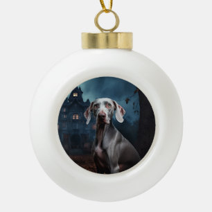 Weimaraner Halloween Scary Ceramic Ball Christmas Ornament
