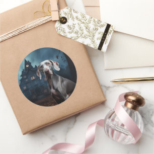 Weimaraner Halloween Scary Classic Round Sticker