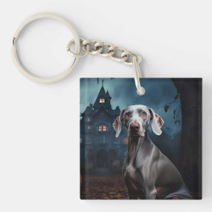Weimaraner Halloween Scary Key Ring