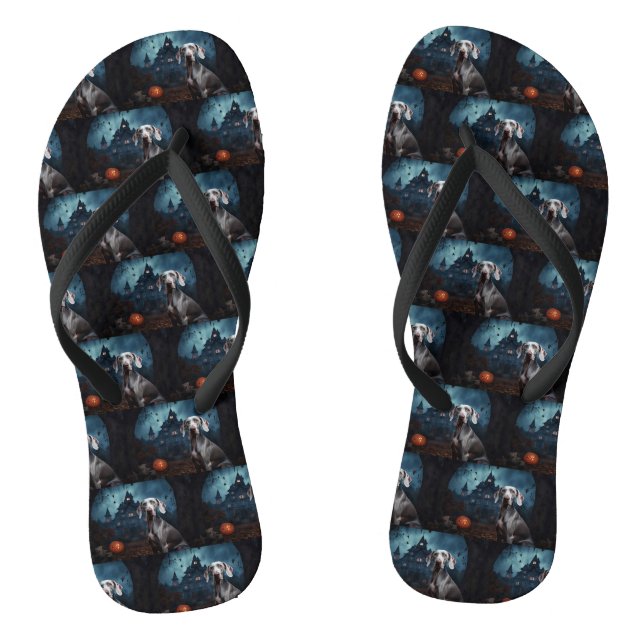 Weimaraner Halloween Scary Thongs (Footbed)