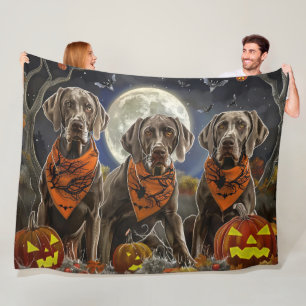 Weimaraner Halloween Spooky  Fleece Blanket