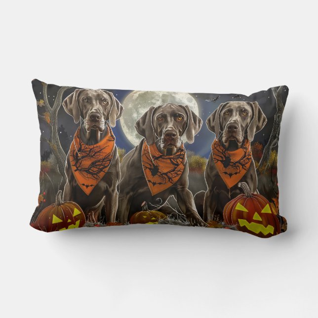 Weimaraner Halloween Spooky  Lumbar Cushion (Back)