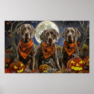 Weimaraner Halloween Spooky Poster