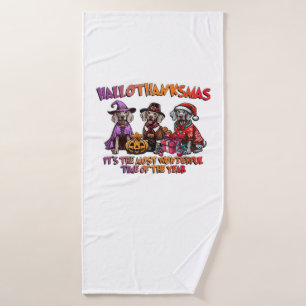 Weimaraner Halloween Thanksgiving Christmas Oversi Bath Towel