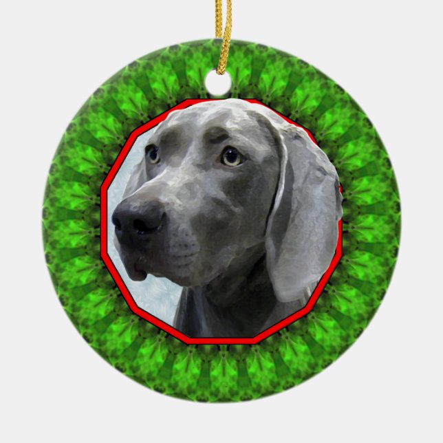 Weimaraner Happy Howliday Ceramic Ornament (Front)