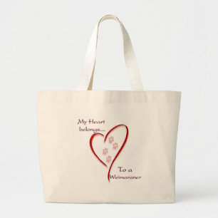 Weimaraner Heart Belongs Large Tote Bag