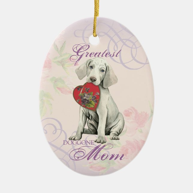 Weimaraner Heart Mum Ceramic Ornament (Front)