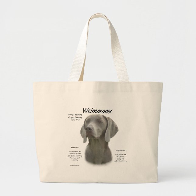Weimaraner History Design Large Tote Bag (Front)
