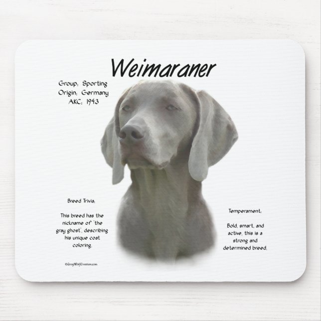 Weimaraner History Design Mouse Pad (Front)