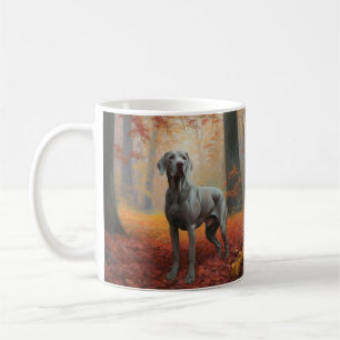 Weimaraner in Autumn Leaves Fall Inspire  Coffee Mug