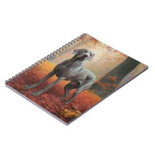 Weimaraner in Autumn Leaves Fall Inspire Notebook