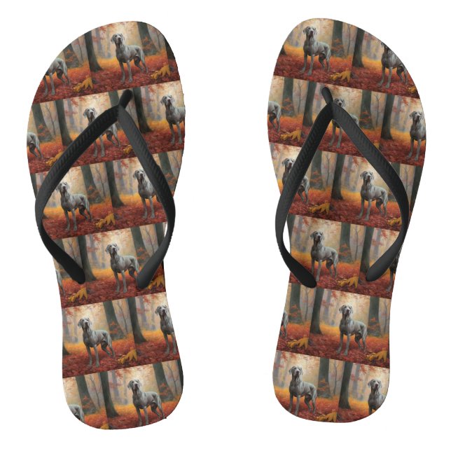 Weimaraner in Autumn Leaves Fall Inspire  Thongs (Footbed)