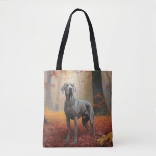 Weimaraner in Autumn Leaves Fall Inspire Tote Bag