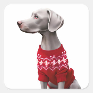 Weimaraner in Christmas Sweater Sticker