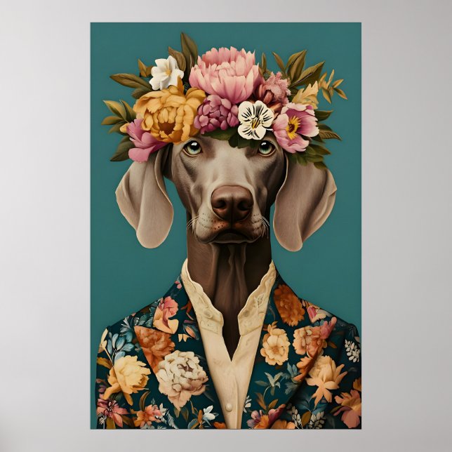 Weimaraner In Suit Poster, Weimaraner Portrait Poster (Front)