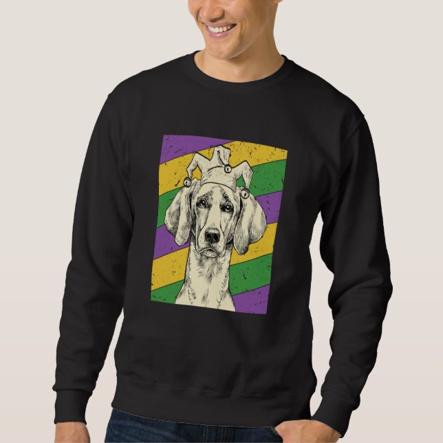 Weimaraner Jester Mardi Gras Dog Mom or Dad Sweatshirt (Front)