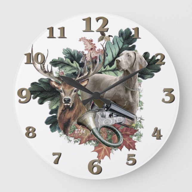  Weimaraner  Large Clock (Front)