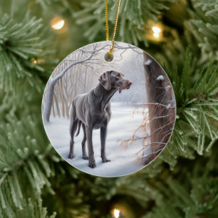 Weimaraner Let It Snow Christmas Ceramic Ornament