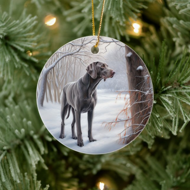 Weimaraner Let It Snow Christmas Ceramic Ornament (Tree)