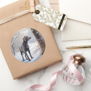 Weimaraner Let It Snow Christmas Classic Round Sticker