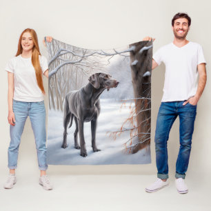 Weimaraner Let It Snow Christmas Fleece Blanket