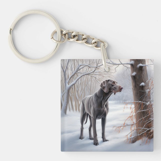 Weimaraner Let It Snow Christmas Key Ring (Front)