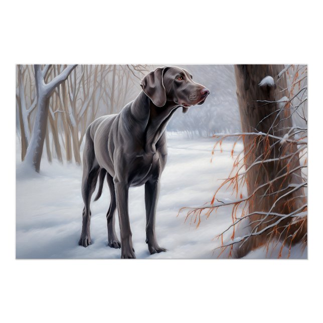 Weimaraner Let It Snow Christmas Poster (Front)