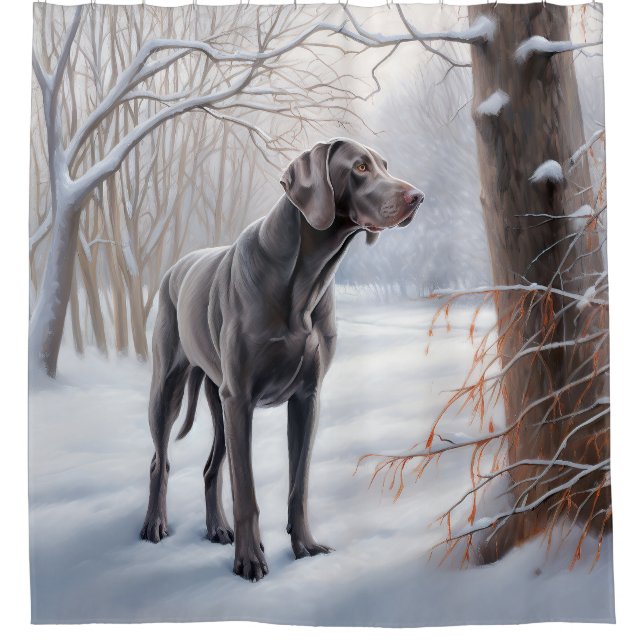Weimaraner Let It Snow Christmas Shower Curtain (Front)