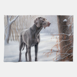Weimaraner Let It Snow Christmas Tea Towel