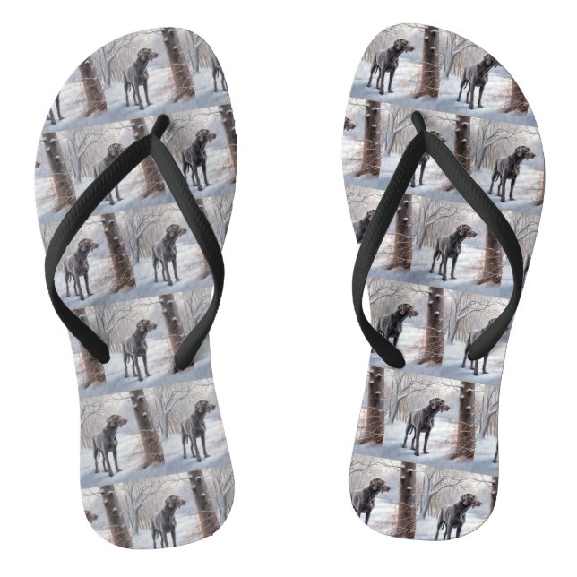 Weimaraner Let It Snow Christmas Thongs (Footbed)