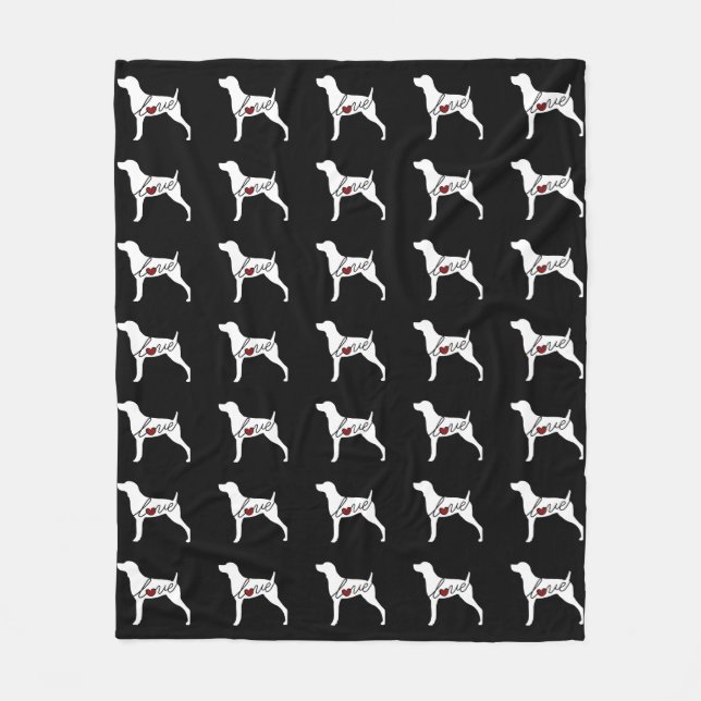 Weimaraner Love Fleece Blanket (Front)