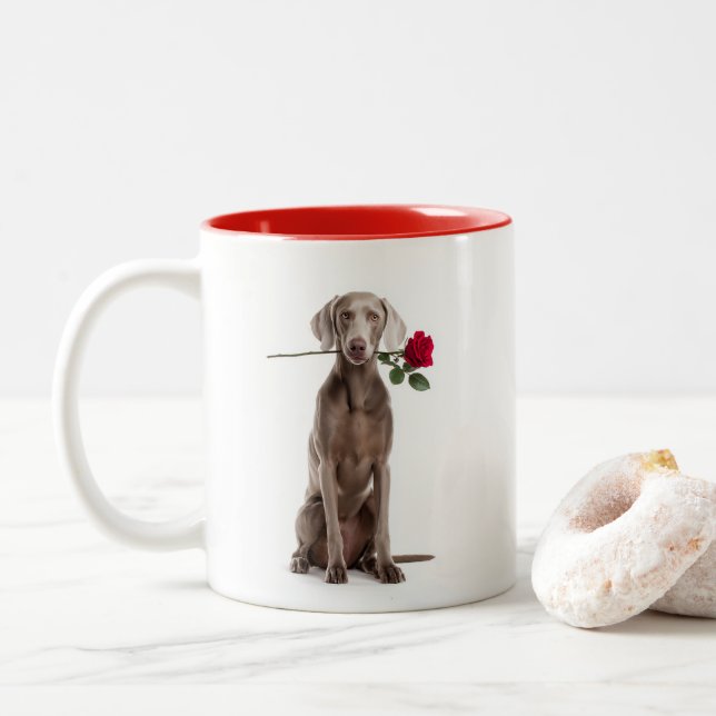 Weimaraner Love Two-Tone Coffee Mug (With Donut)