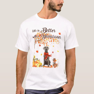 Weimaraner Maple Tree Thanksgiving Day Cute Dog Fa T-Shirt